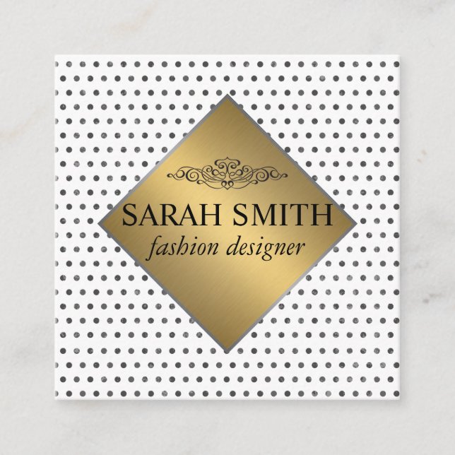 Dot Pattern Lux Square Business Card (Front)