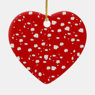 dot pattern with red toadstool mushroom ceramic tree decoration
