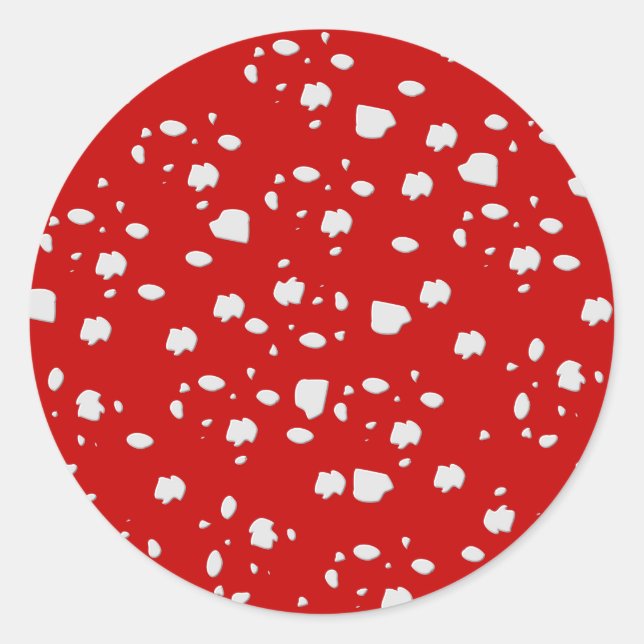 dot pattern with red toadstool mushroom classic round sticker (Front)