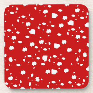 dot pattern with red toadstool mushroom coaster