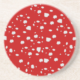 dot pattern with red toadstool mushroom coaster