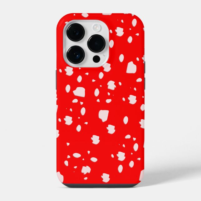 dot pattern with red toadstool mushroom  iPhone case (Back)