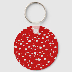 dot pattern with red toadstool mushroom key ring