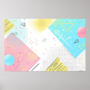 Dot patterns and geometric shapes background poster