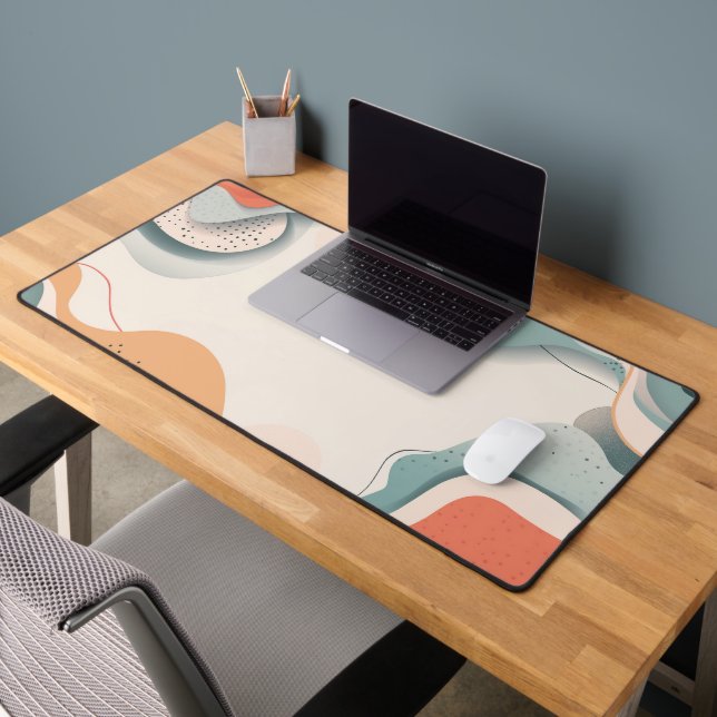Dot patterns on wavy forms with text space desk mat (Office 2)