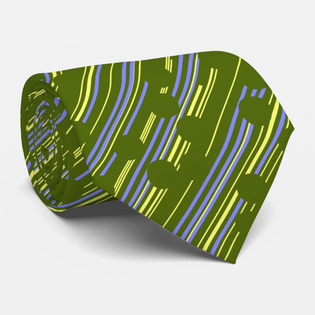 Dot Racer Polka Dot Striped Olive Two-sided Tie (Rolled)