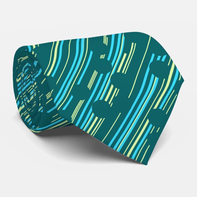 Dot Racer Polka Dot Striped Teal Two-sided Tie (Rolled)