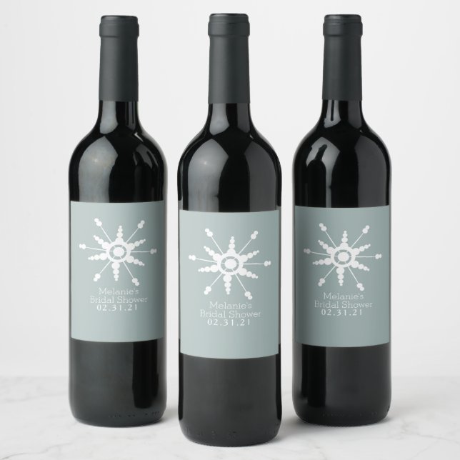 Dot Snowflake Christmas Winter Wine Label (Bottles)