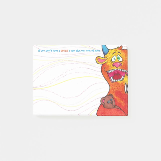 Dot the Monster w/quote, post it notes 4"x3" (Front)