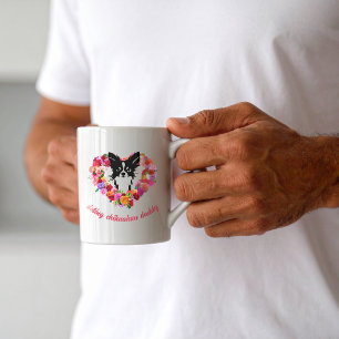 doting chihuahua daddy roses heart Father's Day Coffee Mug