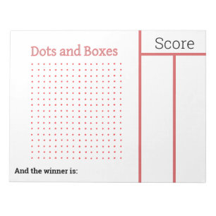 Dots and Boxes, Pencil Game Score Pad