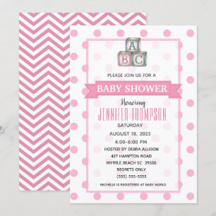 Dots and Chevron Baby Shower Invitation