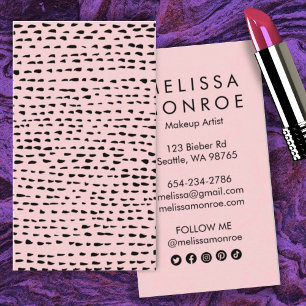 Dots and Dashes Inky Black Pink Modern Chic Business Card