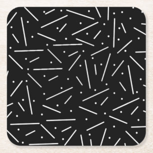 Dots and Dashes on Black Paper Coaster