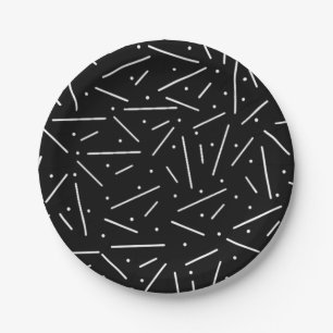 Dots and Dashes on Black Paper Plate