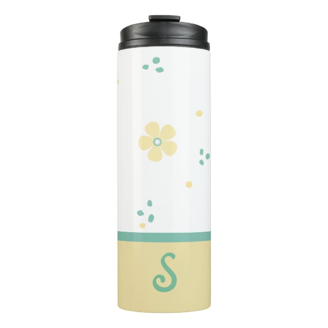 Dots and Flowers Monogrammed Thermal Tumbler (Front)