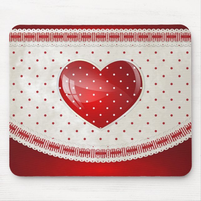 Dots and Hearts Mouse Mat (Front)