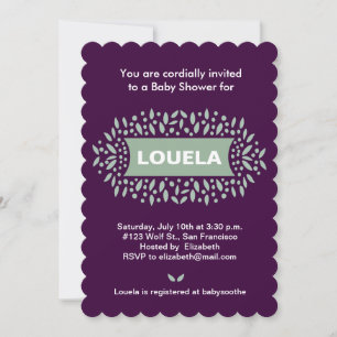 dots and leaves baby shower invitation