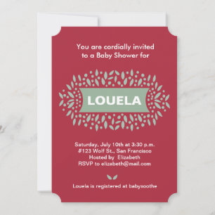 dots and leaves baby shower invitation