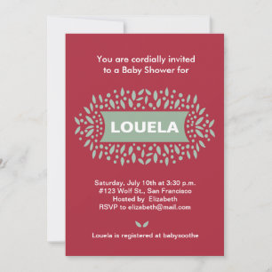 dots and leaves baby shower invitation