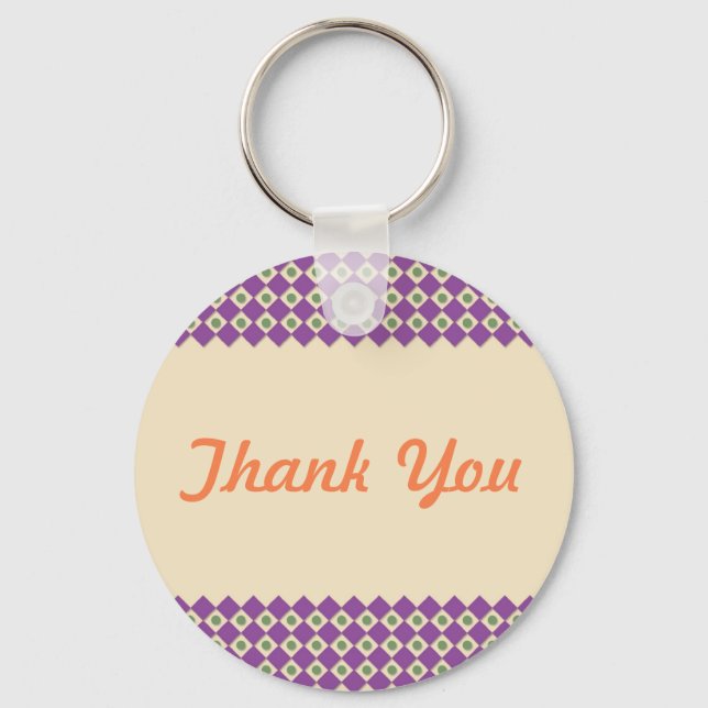 Dots and Squares Thank You Keychain Template (Front)