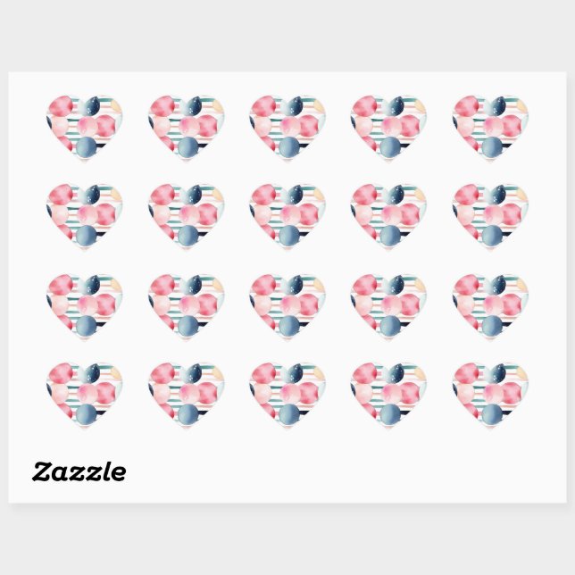 Dots and Stripes 10 Heart Sticker (Sheet)