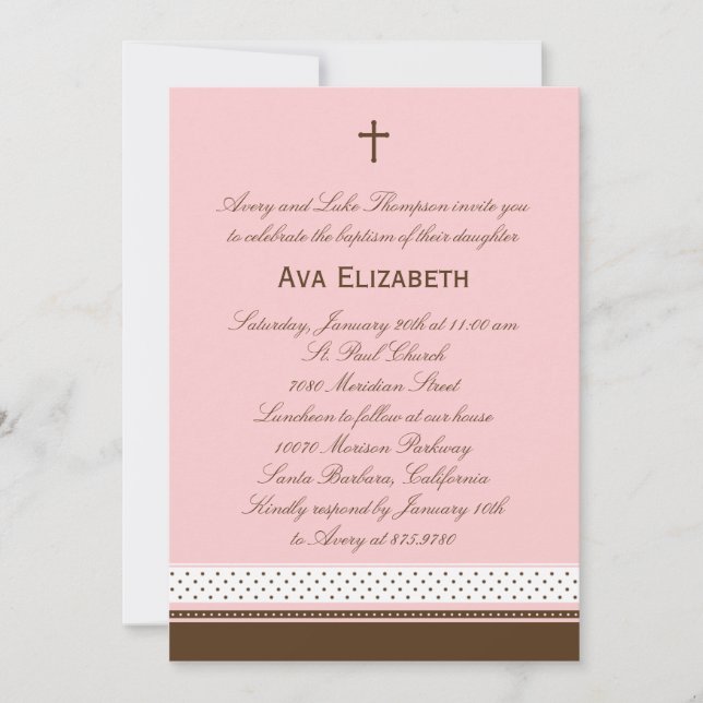 Dots and Stripes Baptism/Christening Invitation (Front)