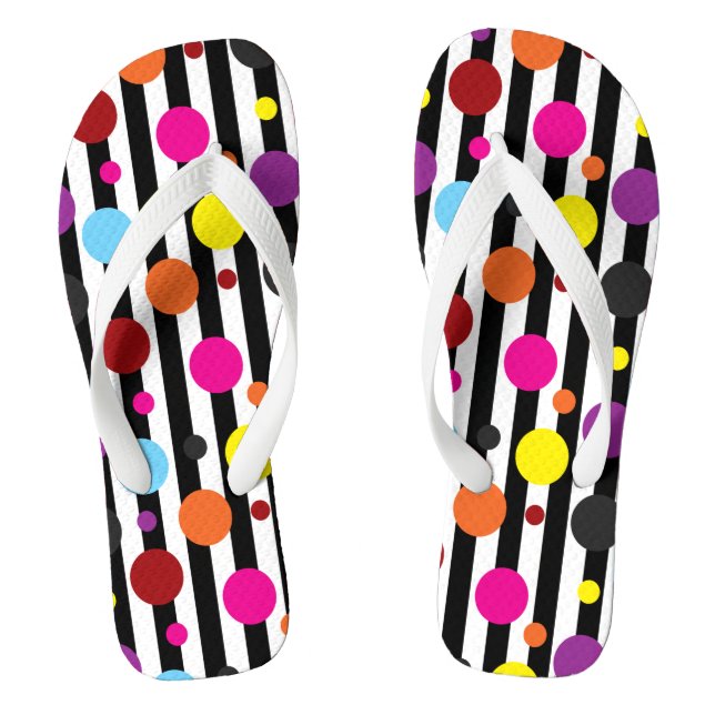 Dots And Stripes Flip Flops (Footbed)