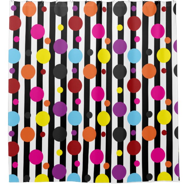 Dots And Stripes Shower Curtain (Front)