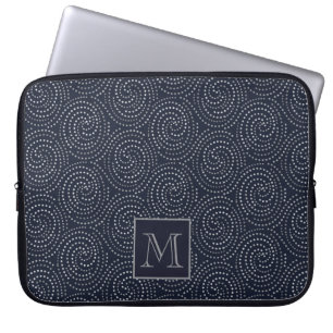 Dots and Swirls Muted Geometric Pattern Monogram Laptop Sleeve