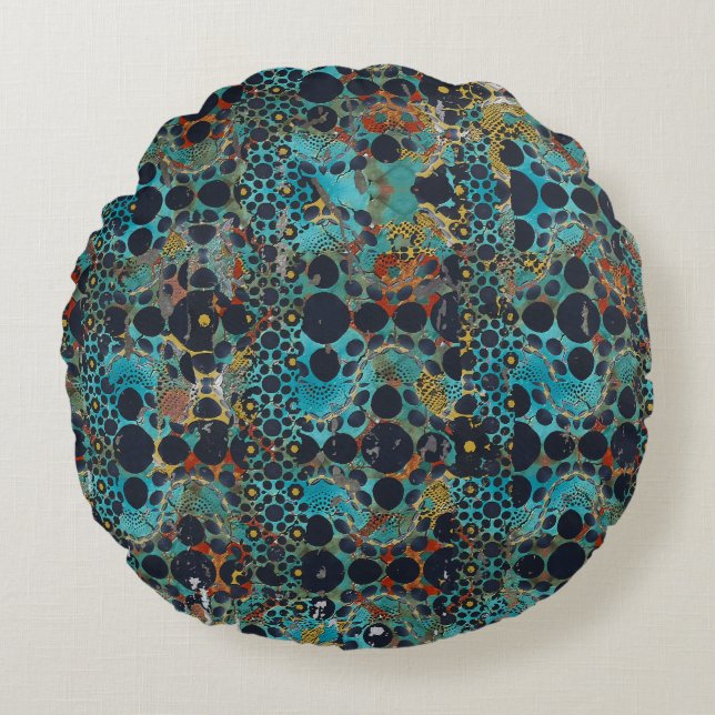 Dots And Waves Round Cushion (Front)