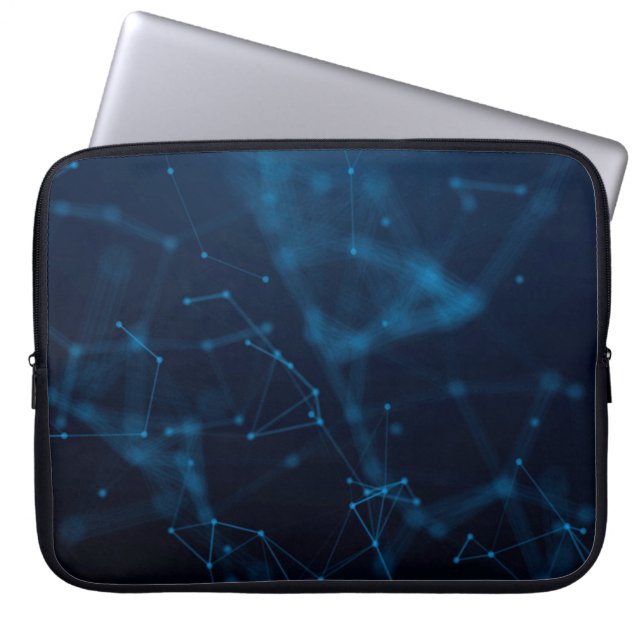 Dots atom lines connect polygon laptop sleeve (Front)