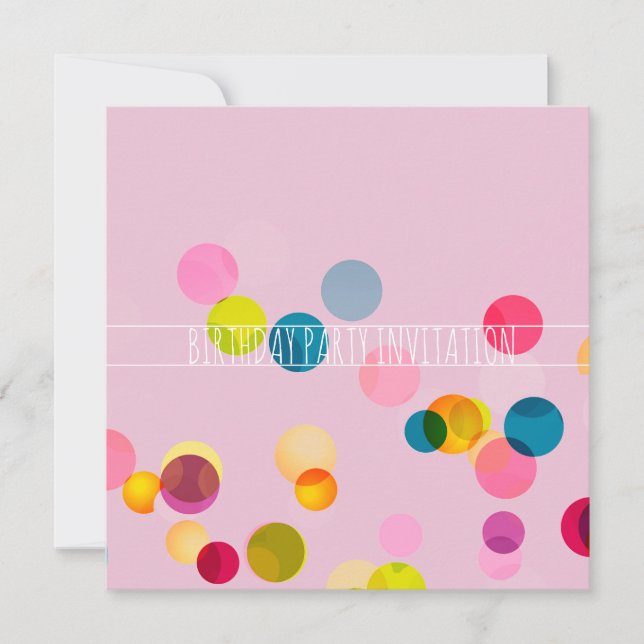 DOTS  BIRTHDAY PARTY INVITATION FLAT CARD (Front)