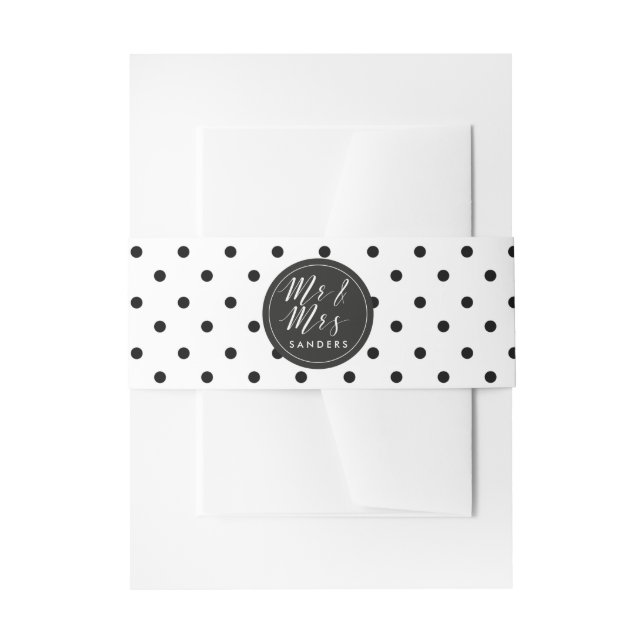 Dots black and white custom belly bend invitation invitation belly band (Front Example)