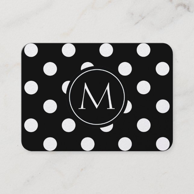 Dots Black Elegant Business Card (Front)