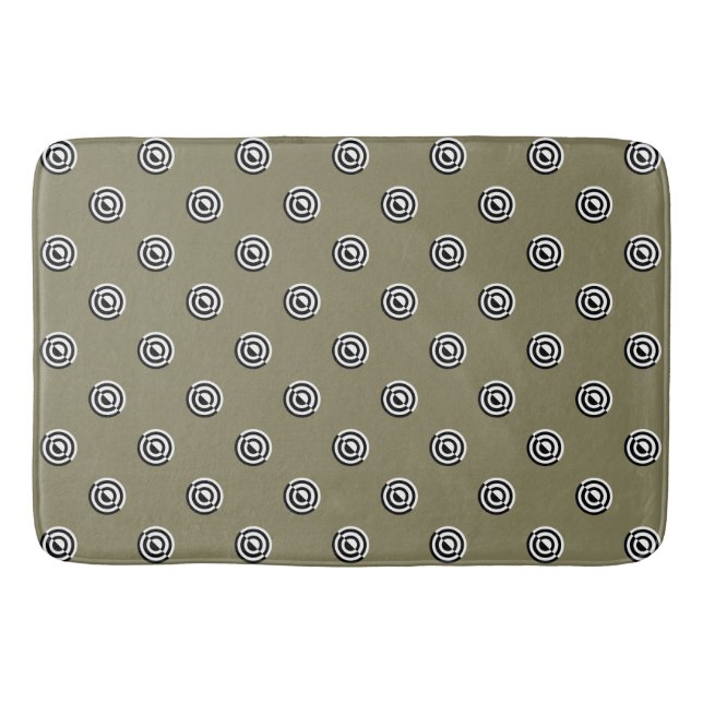 Dots black & white target mirror + your backgr. bath mat (Front)