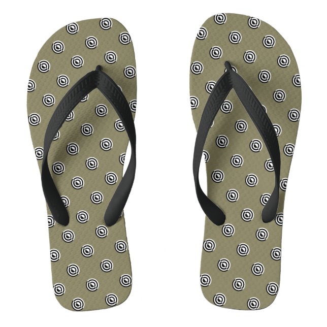 Dots black & white target mirror + your backgr. flip flops (Footbed)