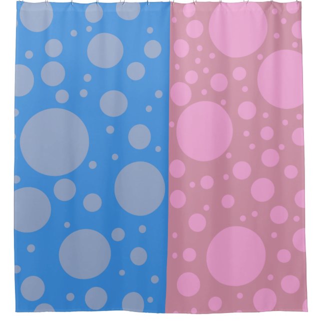 Dots Blue Pink Shower Curtain (Front)