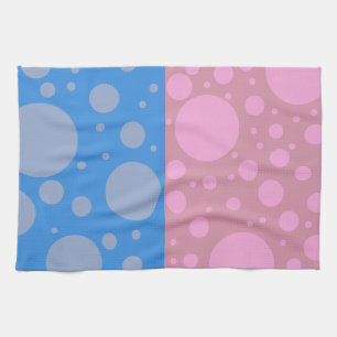 Dots Blue Pink Tea Towel 40.6 cm x 61 cm