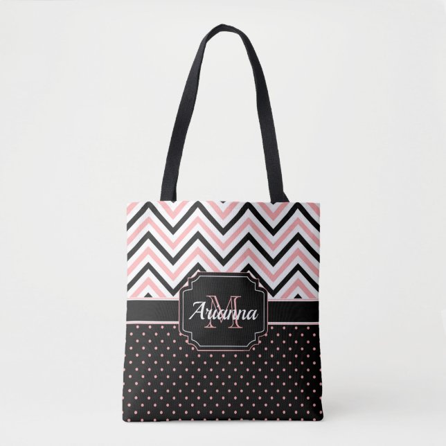 Dots & Chevron Tote Bag (Front)
