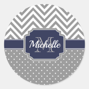 Dots & Chevrons Pattern Classic Round Sticker
