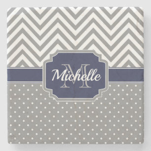 Dots & Chevrons Pattern Stone Coaster