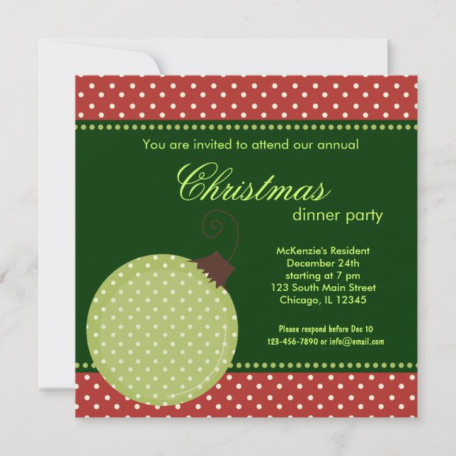 Dots Christmas dinner Invitation (Front)