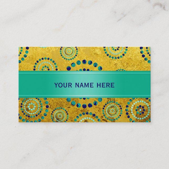 Dots Circle Power Flowers + your backgr. Business Card (Front)