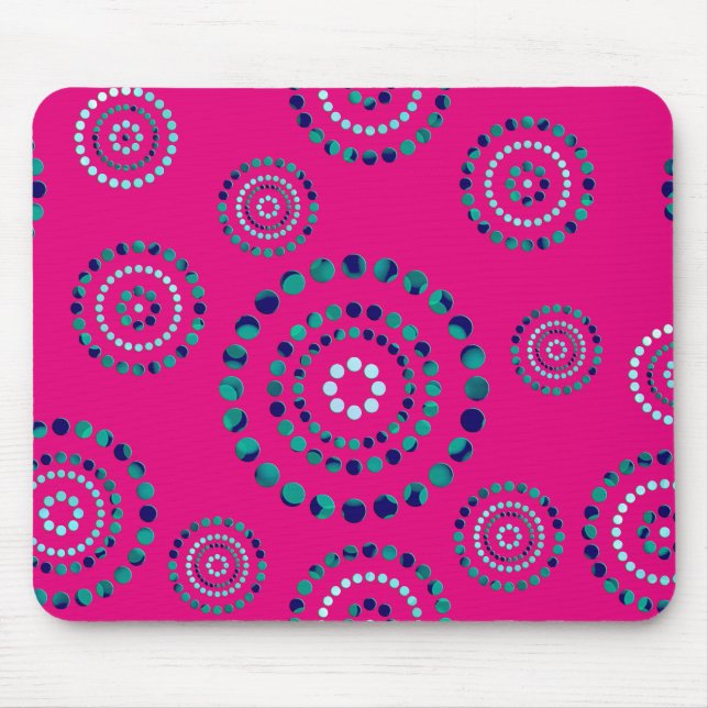 Dots Circle Power Flowers + your backgr. Mouse Mat (Front)