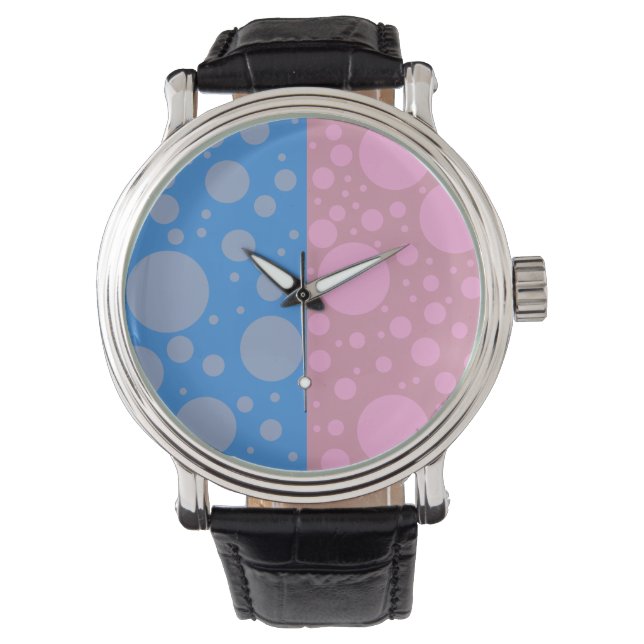 Dots Custom Black Vintage Leather Watch (Front)