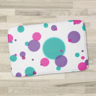 Dots Cute fun pattern Purple pink teal colours Bath Mat