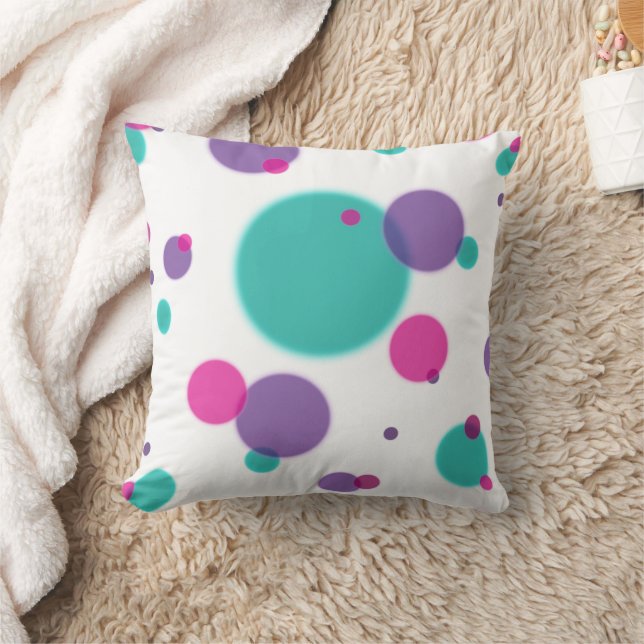 Dots Cute fun pattern Purple pink teal colours Cushion (Blanket)