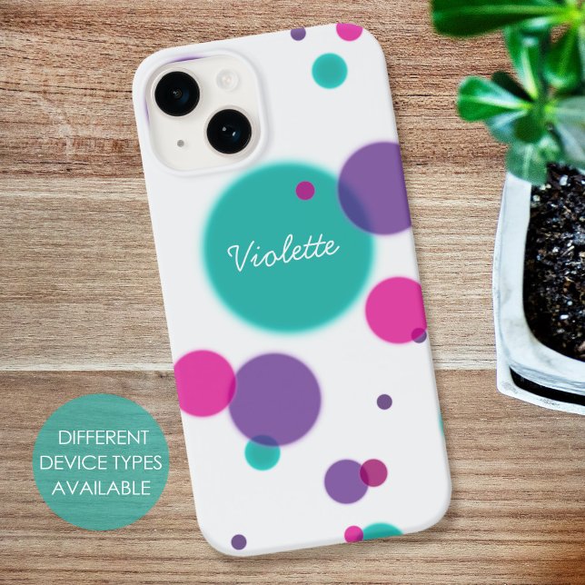Dots Cute fun pattern Purple pink teal colours Nam Case-Mate iPhone Case (Creator Uploaded)