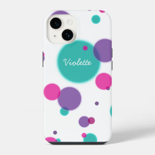 Dots Cute fun pattern Purple pink teal colours Nam iPhone 14 Case